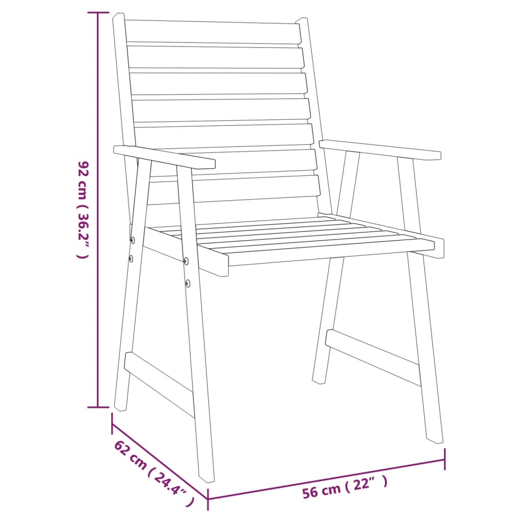 3-piece outdoor dining set solid acacia wood