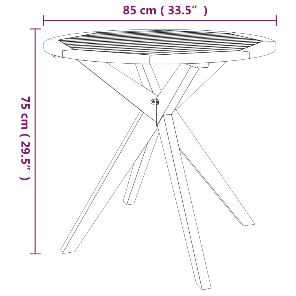 3-piece outdoor dining set solid acacia wood