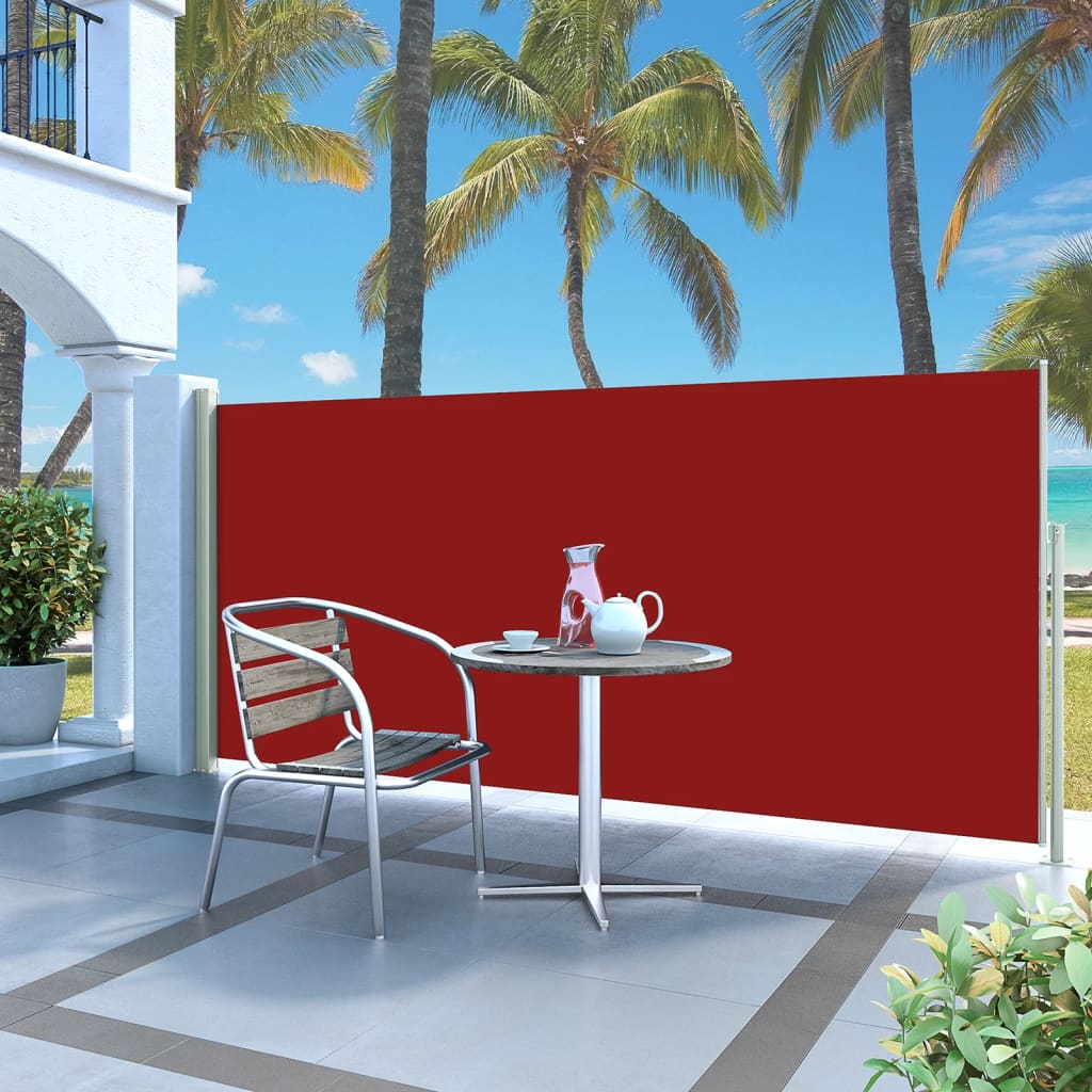 Retractable terrace side awning 140x300 cm red