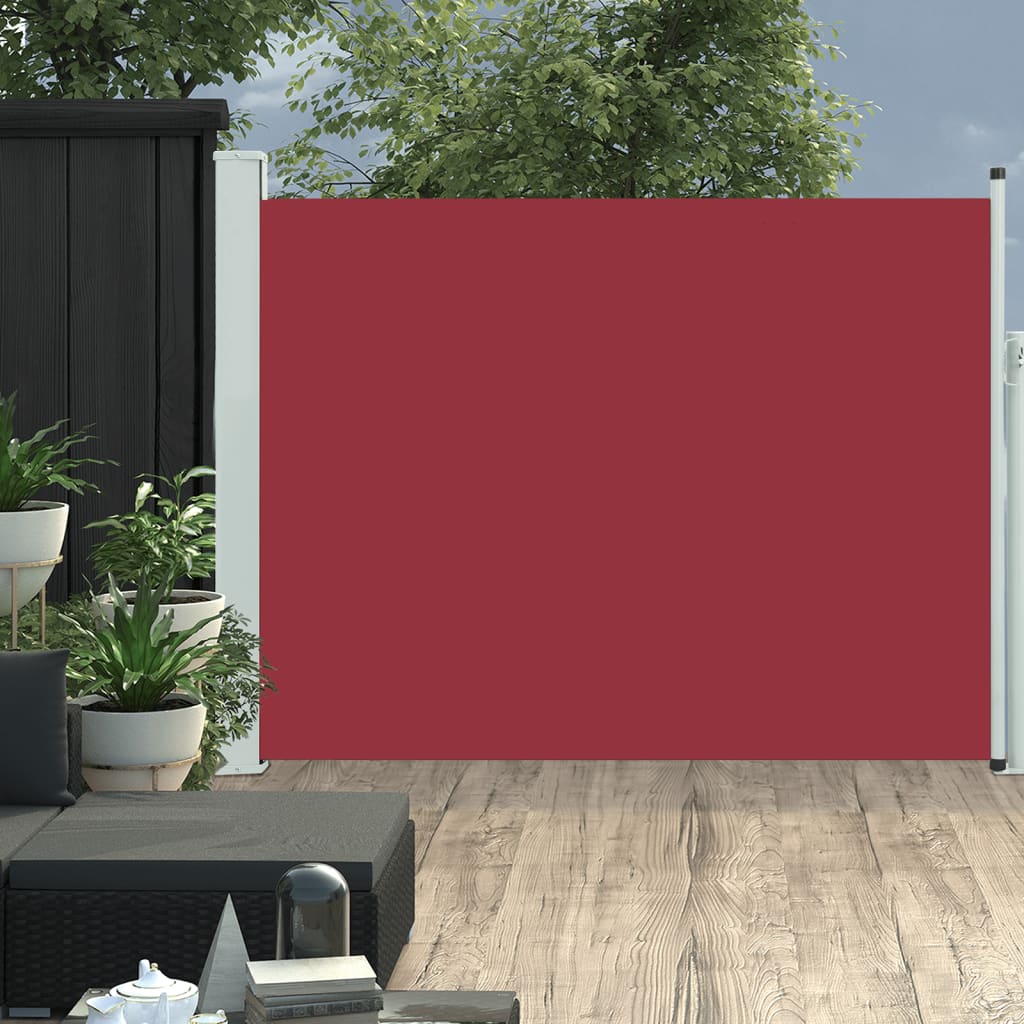 Retractable terrace side awning 140x500 cm red