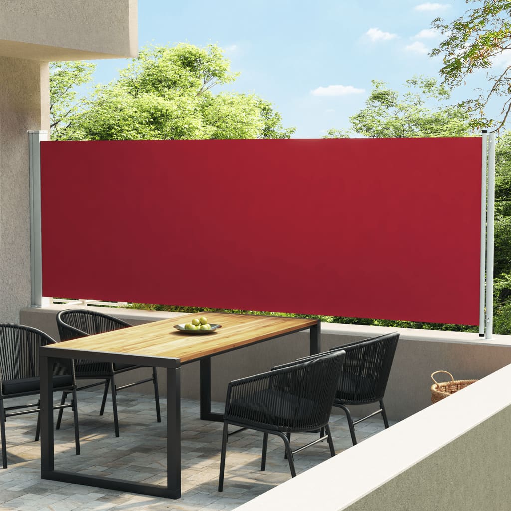 Retractable terrace side awning 160x600 cm red