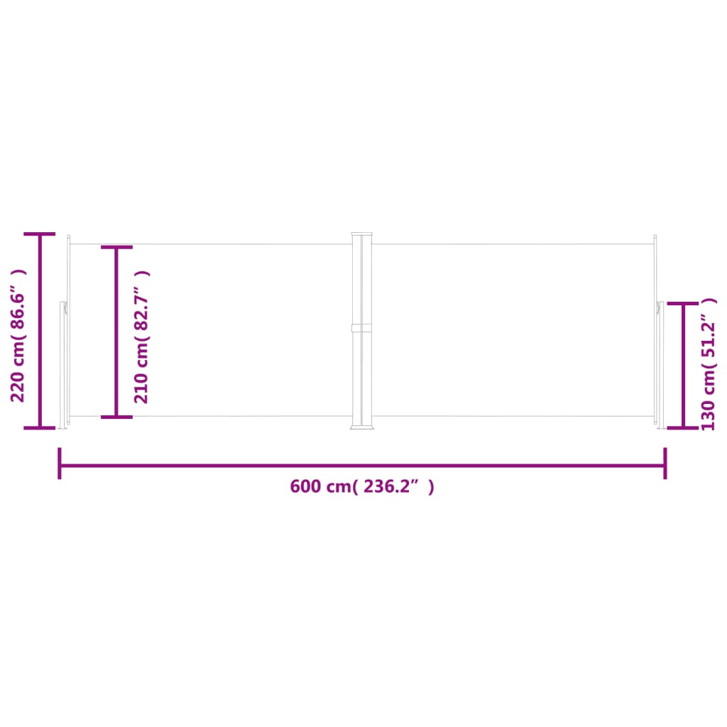 Retractable side awning red 220x600 cm