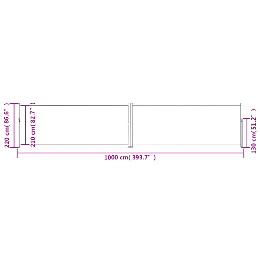 Retractable side awning red 220x1000 cm