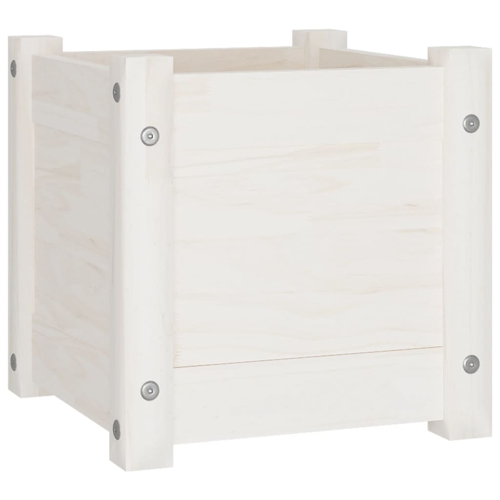 Garden flower box white 31x31x31 cm solid pine