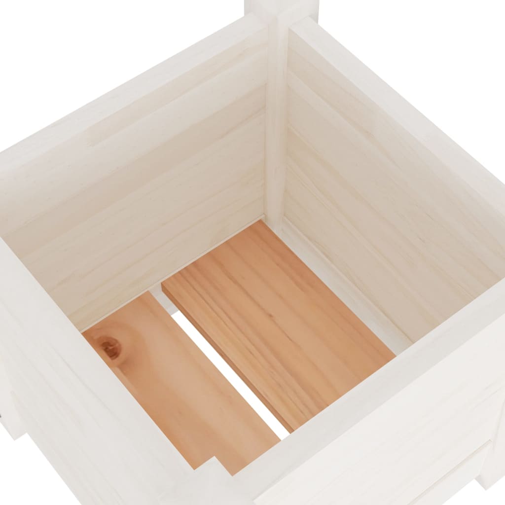 Garden flower box white 31x31x31 cm solid pine