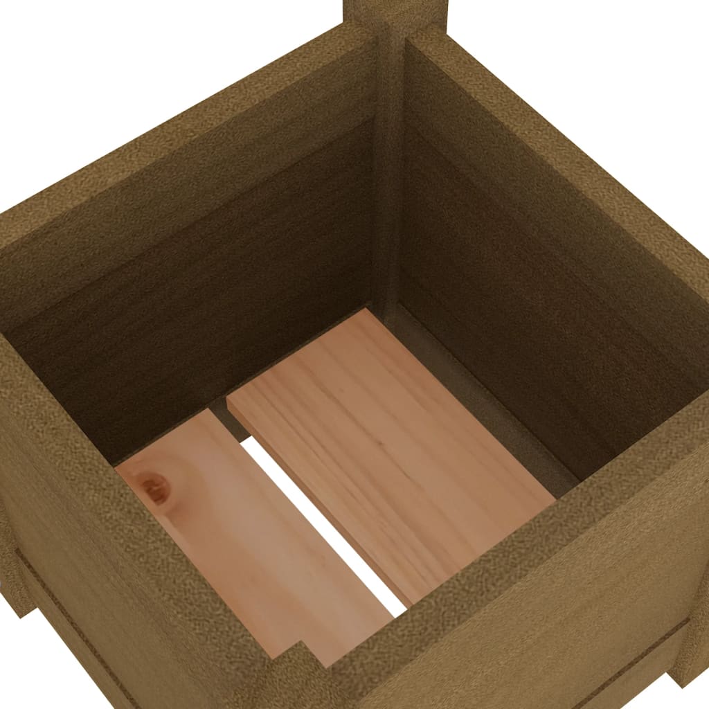 Garden flower box honey brown 31x31x31 cm solid pine