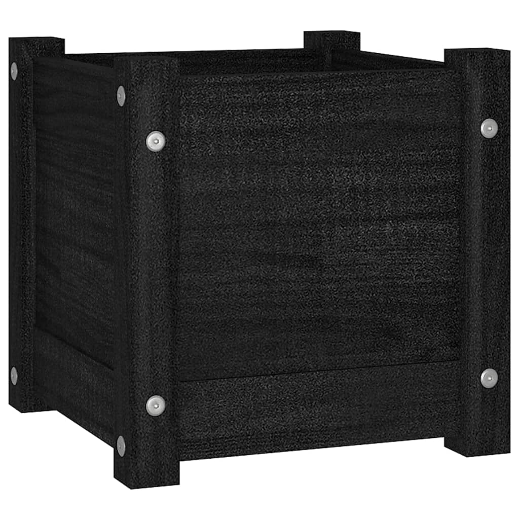 Garden flower box black 31x31x31 cm solid pine