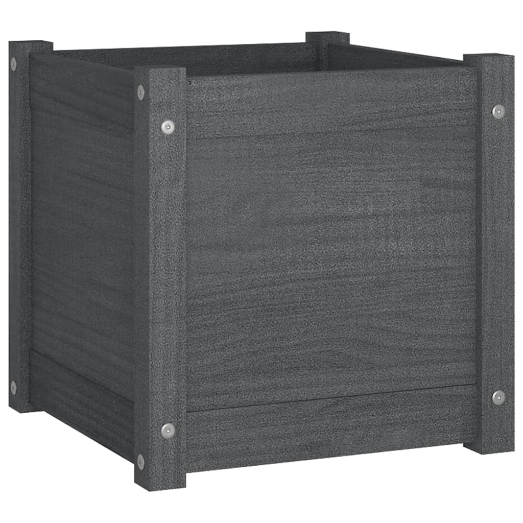 Garden flower box grey 40x40x40 cm solid pine