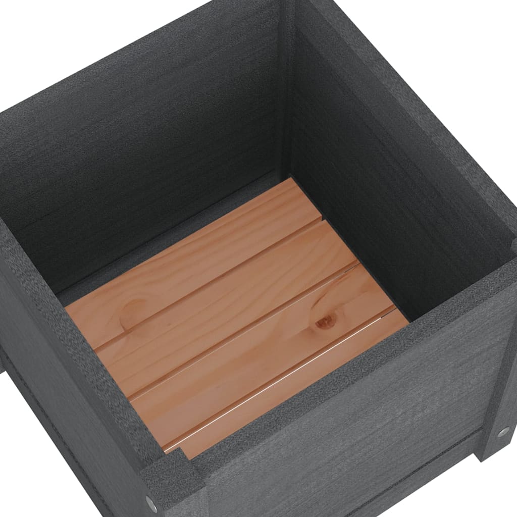 Garden flower box grey 40x40x40 cm solid pine