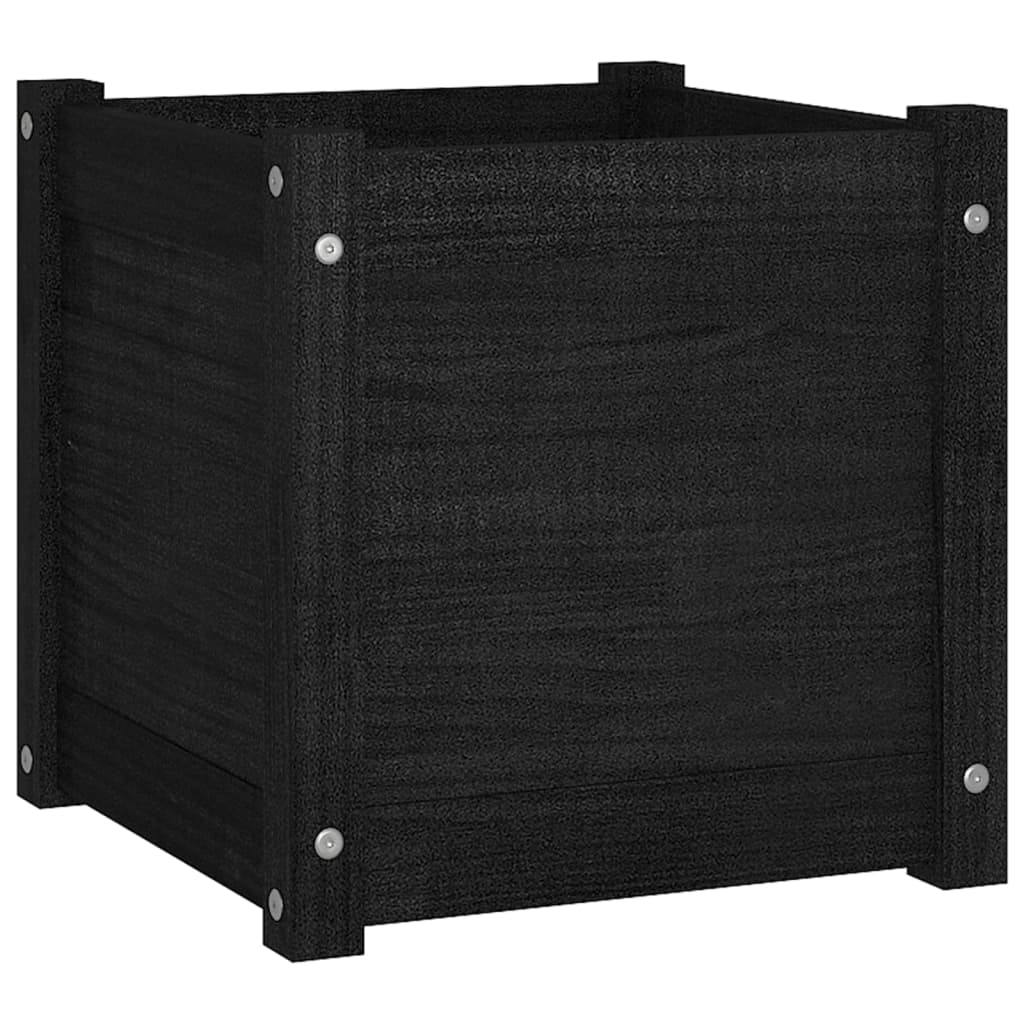 Garden flower box black 40x40x40 cm solid pine