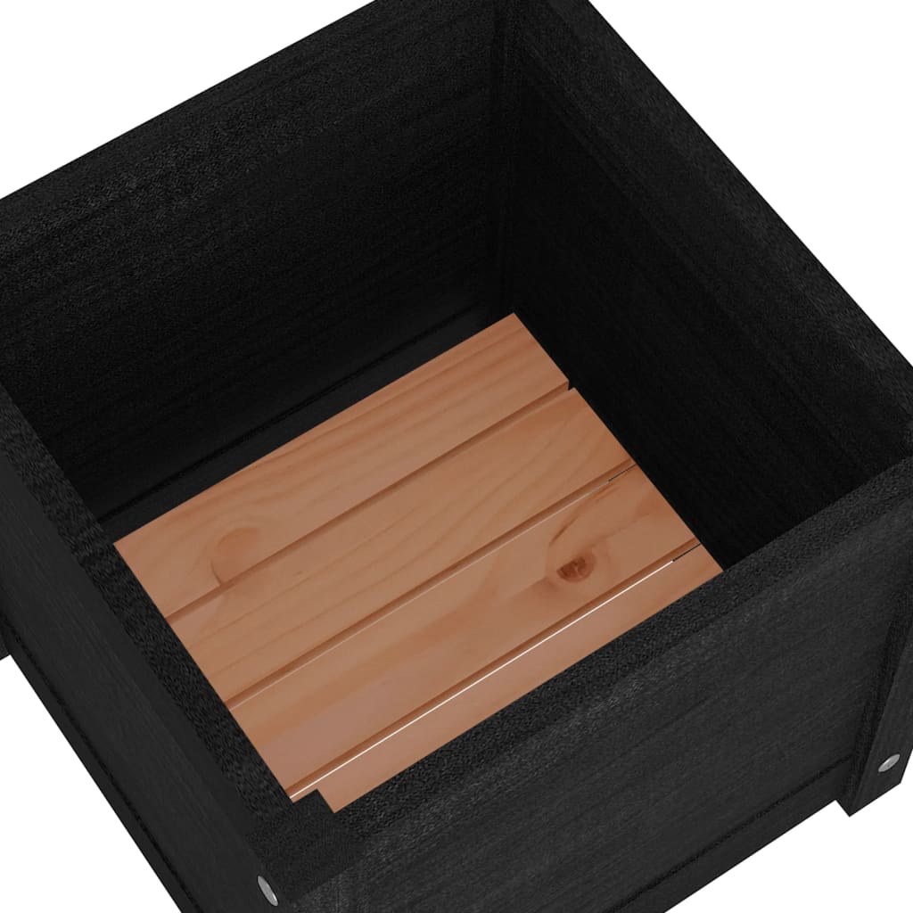 Garden flower box black 40x40x40 cm solid pine