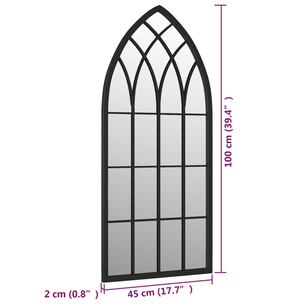 Peili musta 100x45 cm rauta sisäkäyttöön