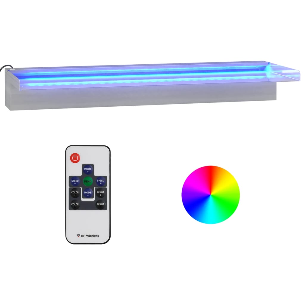 Vesiputous RGB LED-valoilla ruostumaton teräs 60 cm