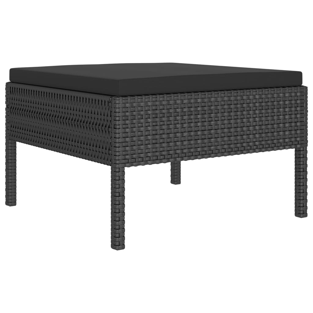 10-teiliges Gartensofa-Set mit Kissen Polyrattan schwarz