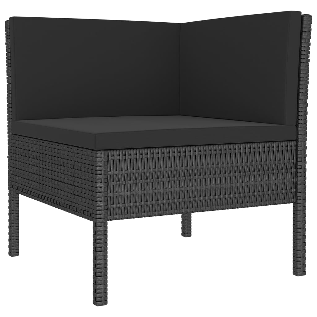 10-teiliges Gartensofa-Set mit Kissen Polyrattan schwarz