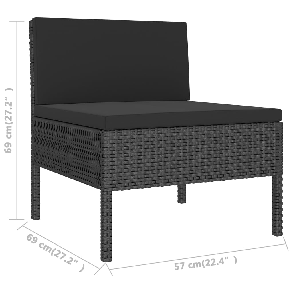 10-teiliges Gartensofa-Set mit Kissen Polyrattan schwarz