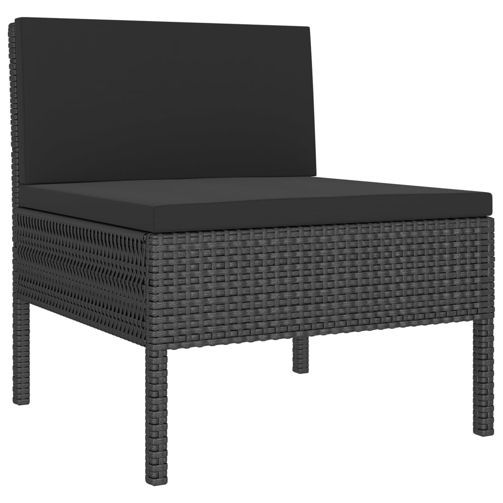 10-teiliges Gartensofa-Set mit Kissen Polyrattan schwarz