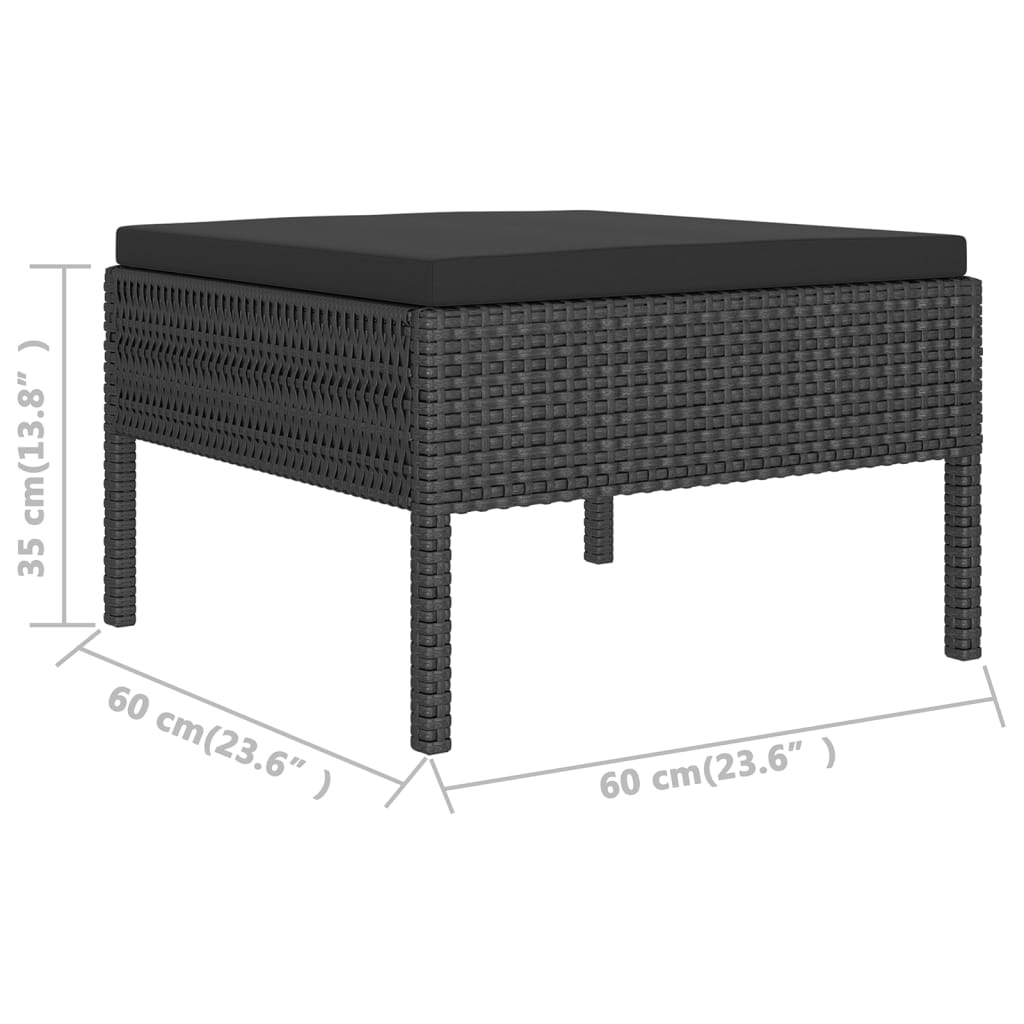 10-teiliges Gartensofa-Set mit Kissen Polyrattan schwarz