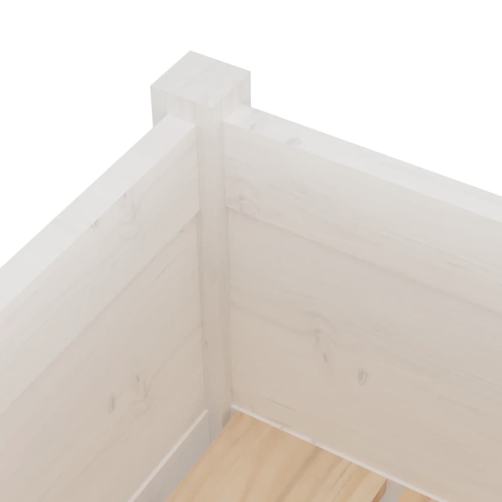 Garden flower box white 31x31x70 cm solid pine