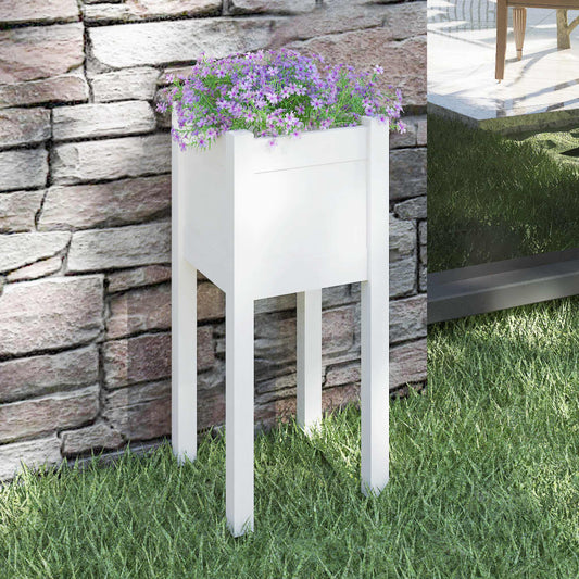 Garden flower box white 31x31x70 cm solid pine