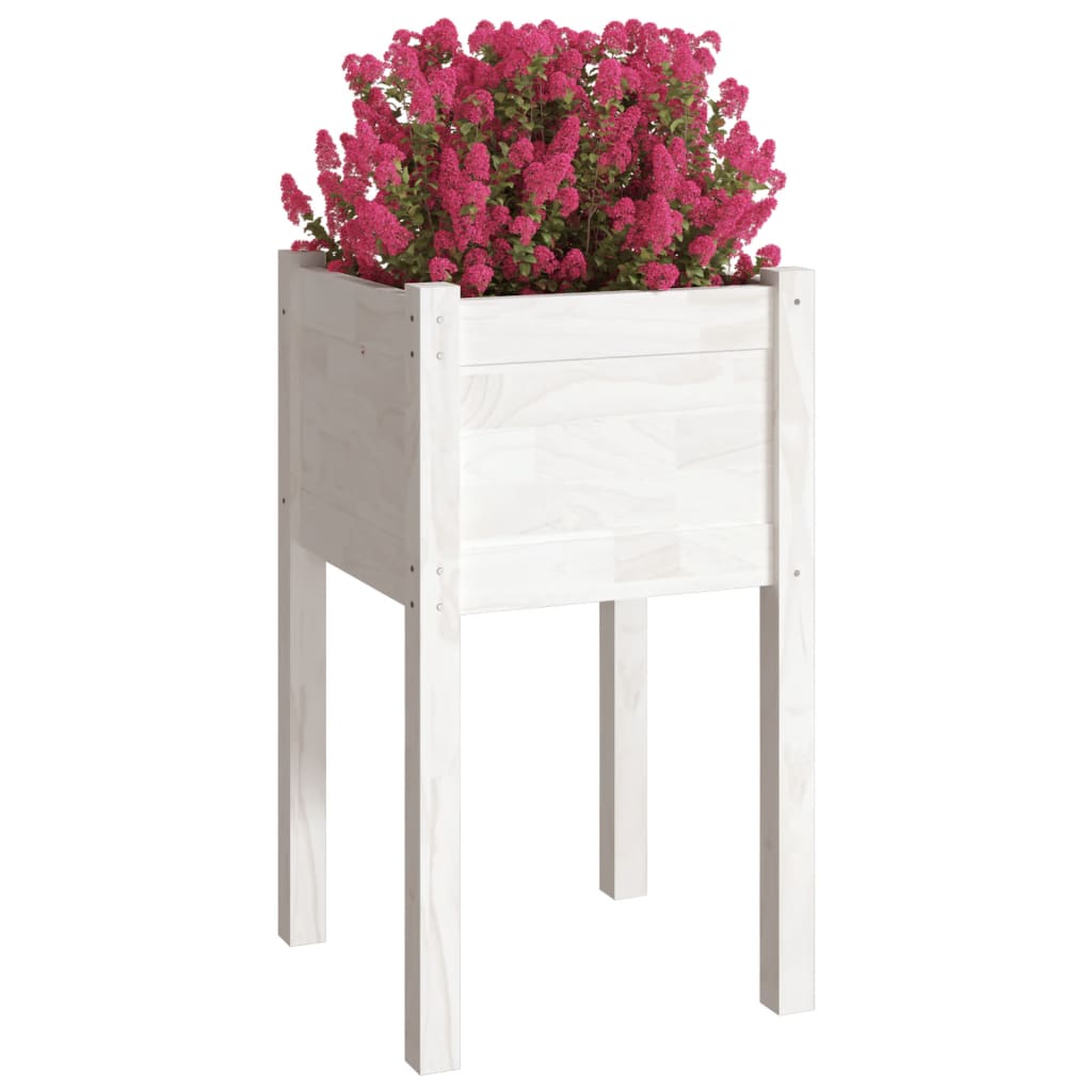 Garden flower box white 40x40x70 cm solid pine