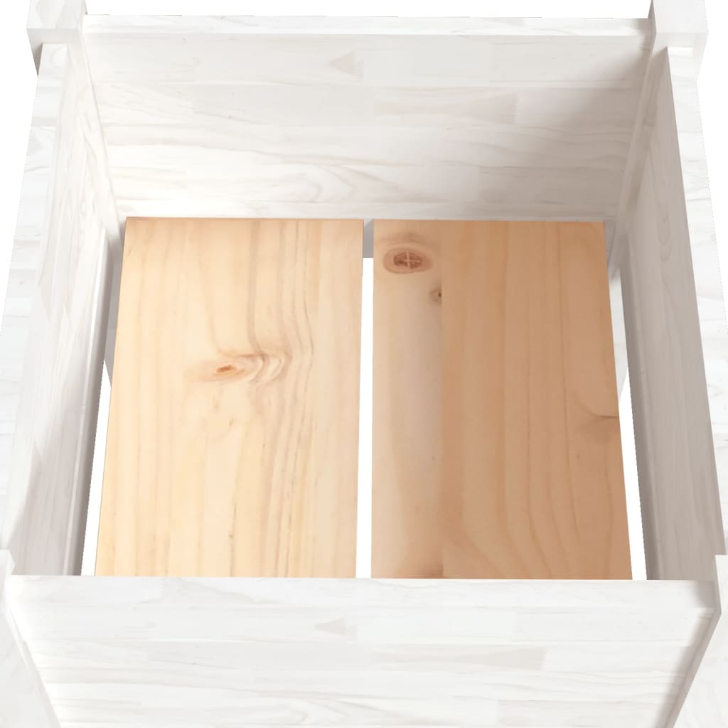 Garden flower box white 40x40x70 cm solid pine