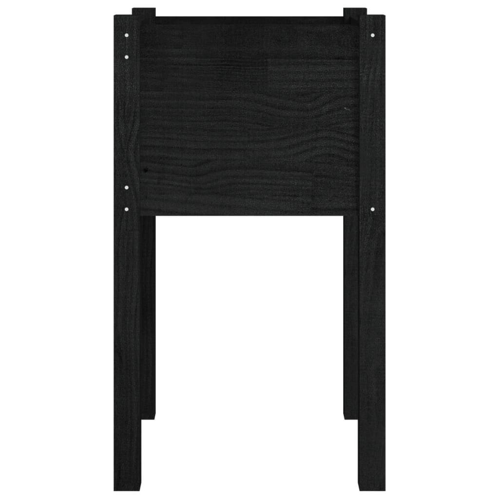 Garden flower box black 40x40x70cm solid pine