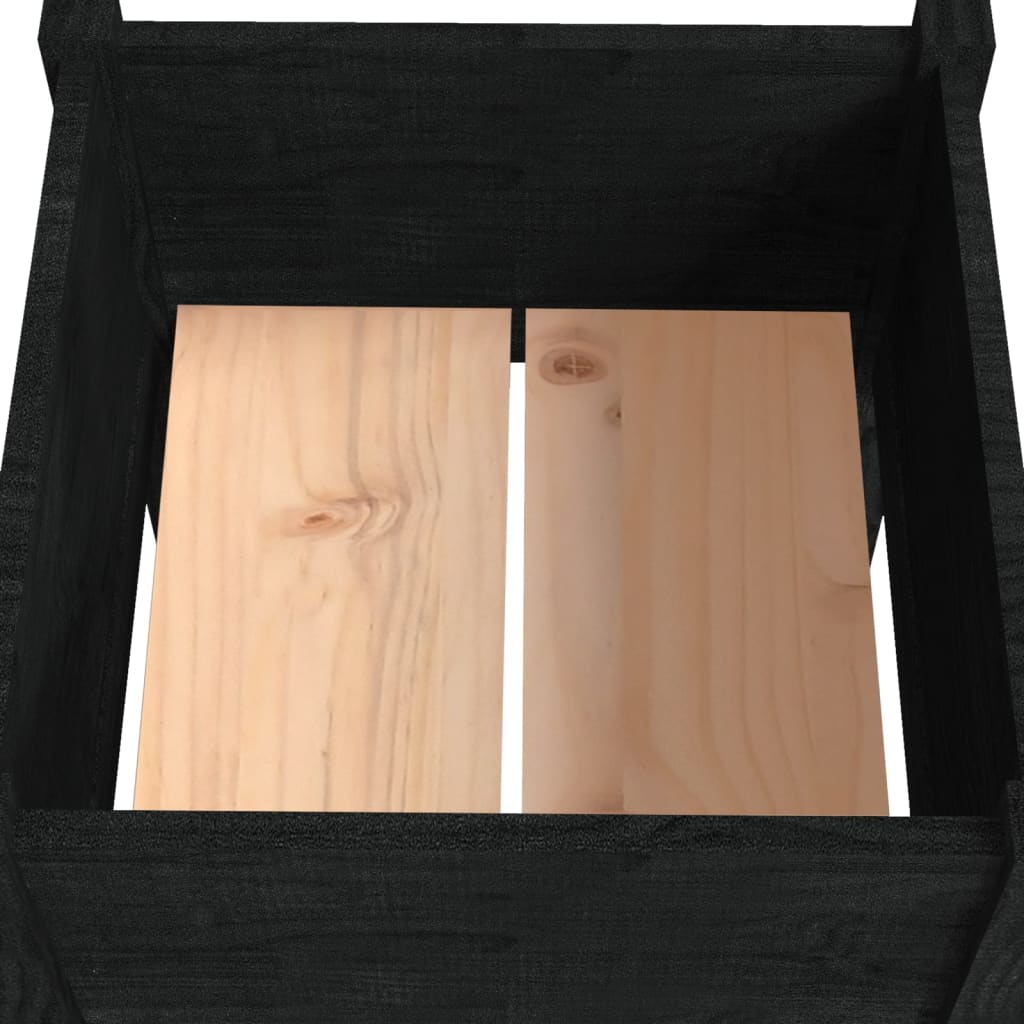 Garden flower box black 40x40x70cm solid pine