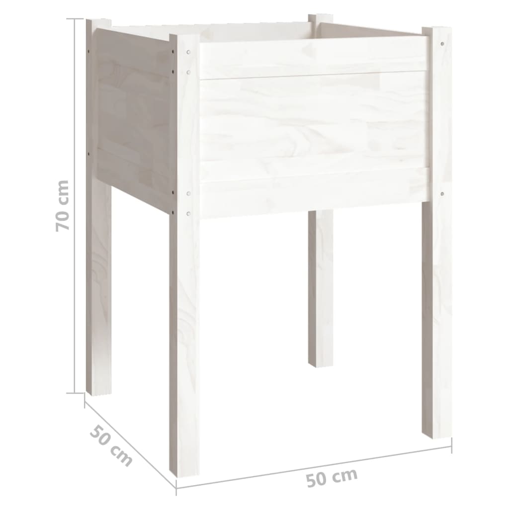 Garden flower box white 50x50x70 cm solid pine