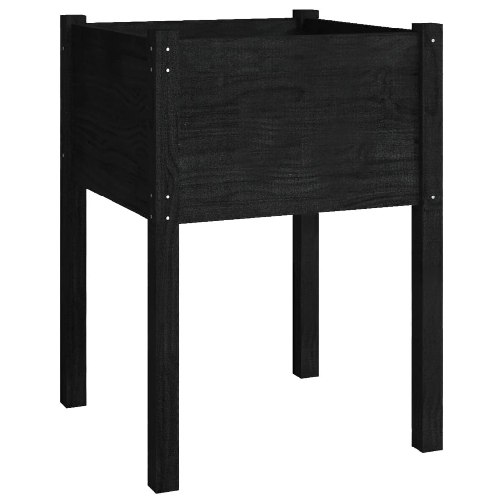 Garden flower box black 50x50x70 cm solid pine