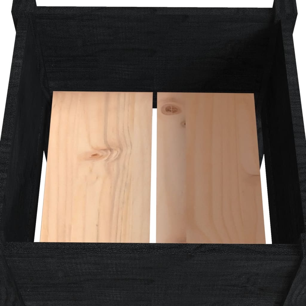 Garden flower box black 50x50x70 cm solid pine