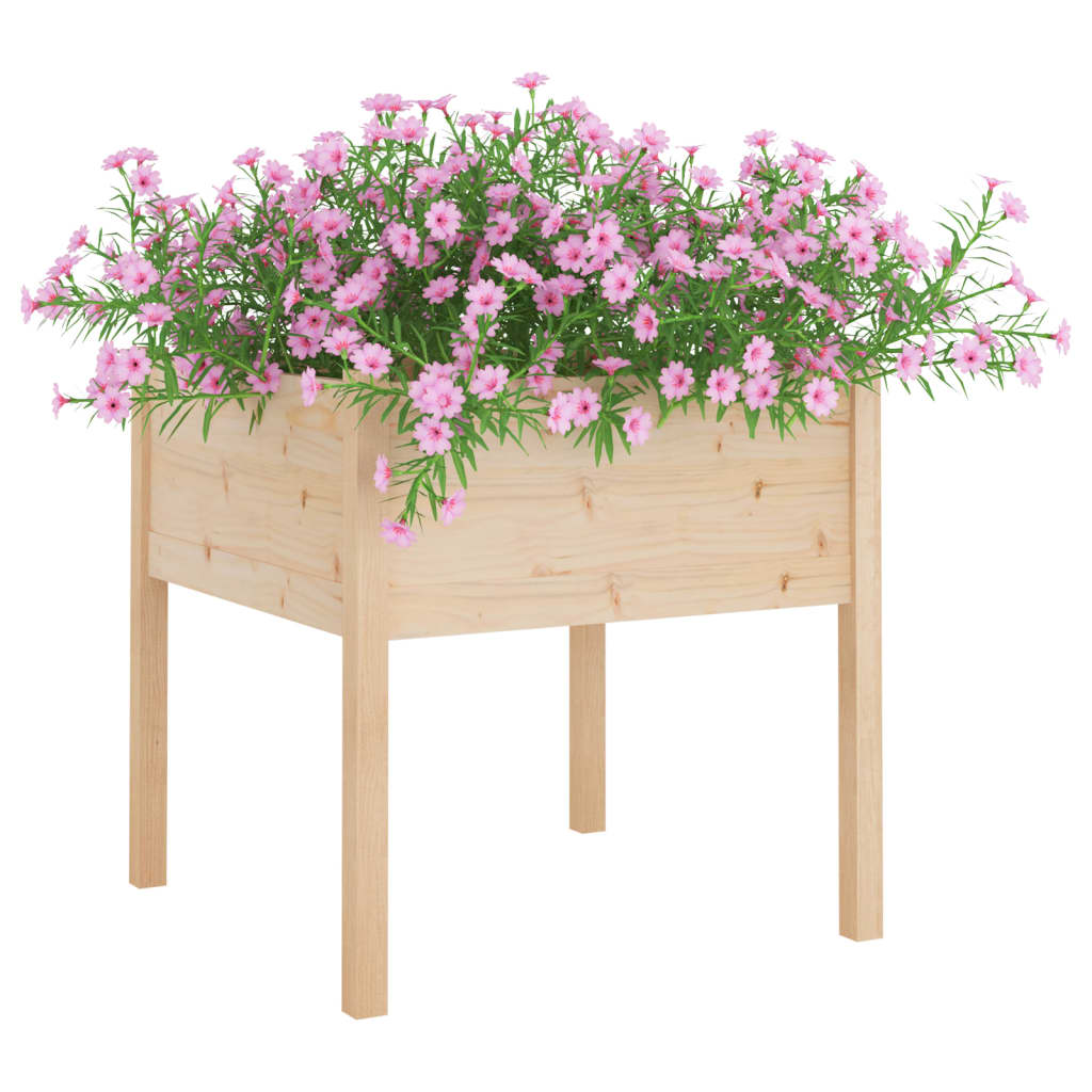 Garden flower box 70x70x70 cm solid pine