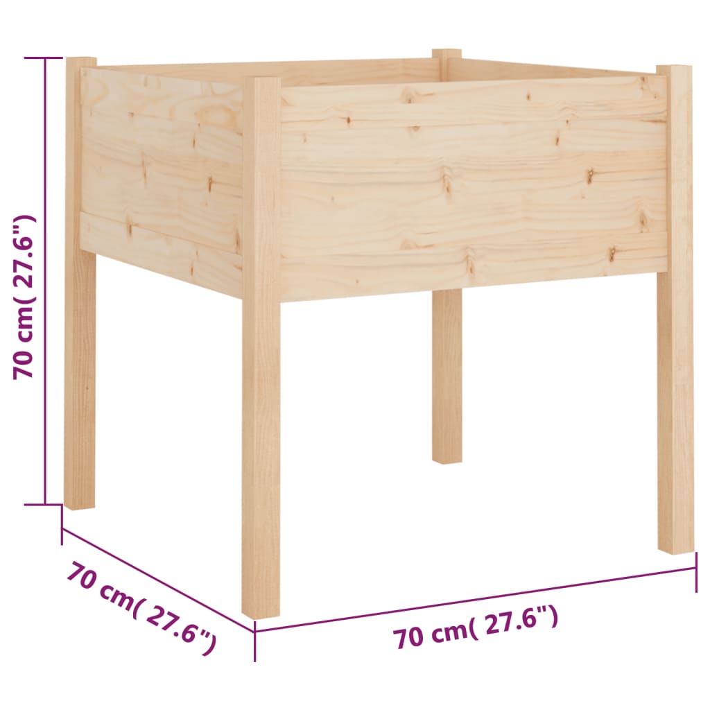 Garden flower box 70x70x70 cm solid pine