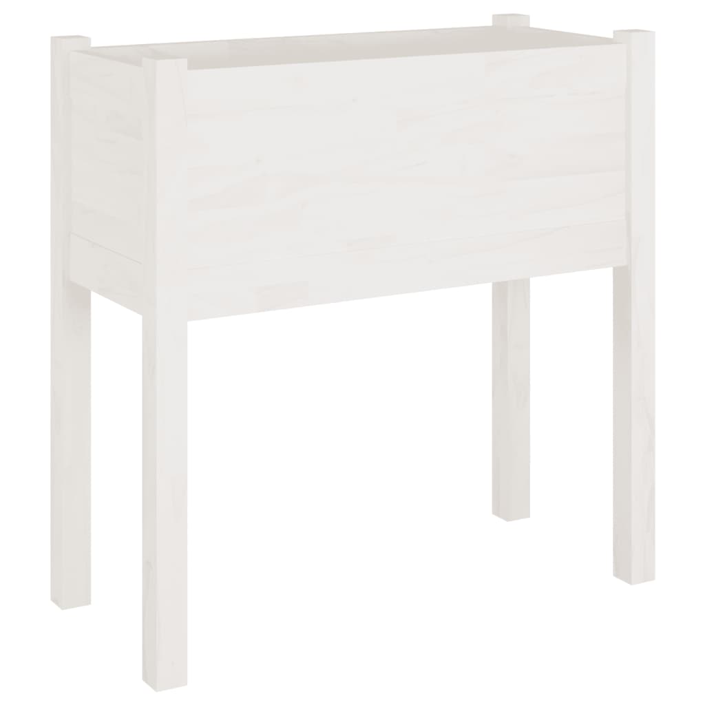 Garden flower box white 70x31x70cm solid pine