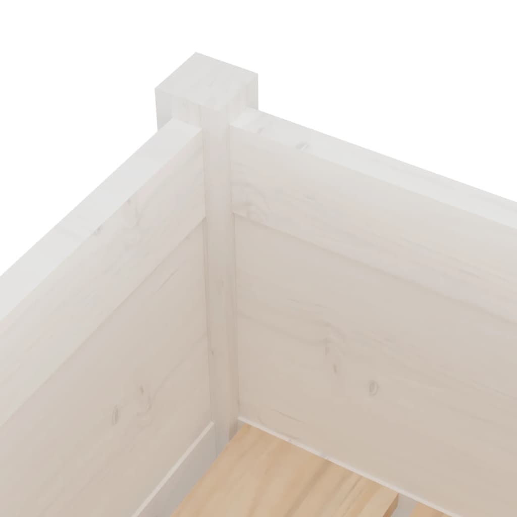 Garden flower box white 70x31x70cm solid pine