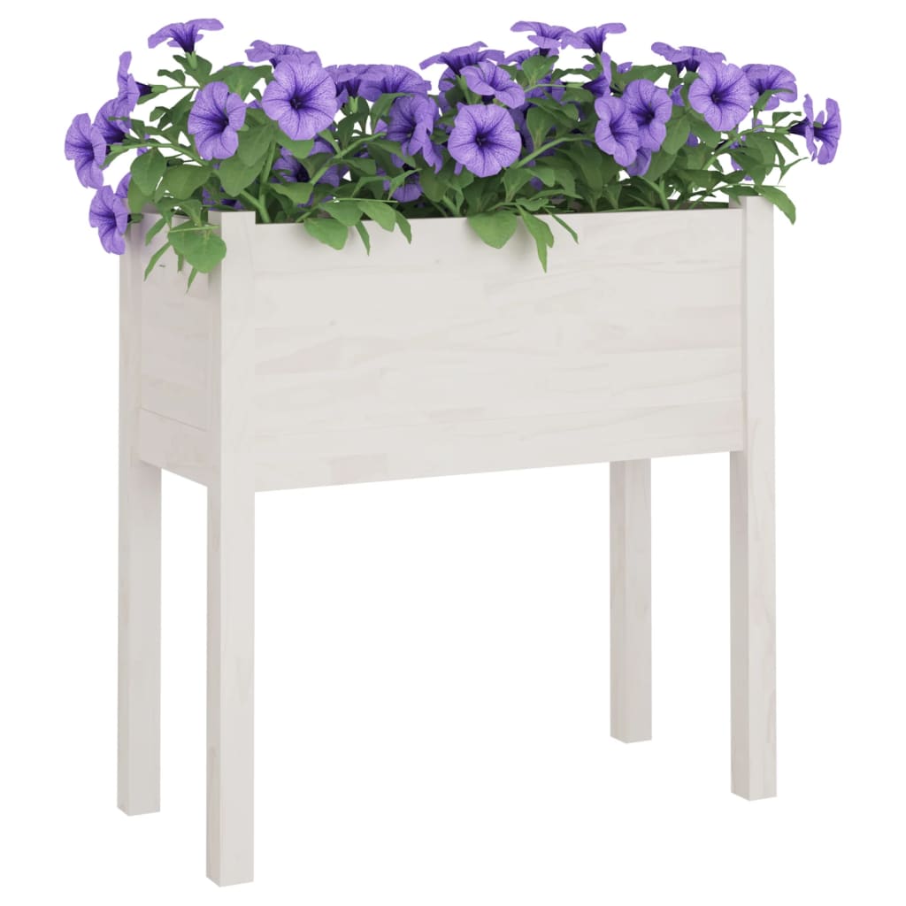 Garden flower box white 70x31x70cm solid pine