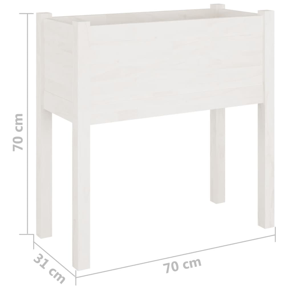 Garden flower box white 70x31x70cm solid pine