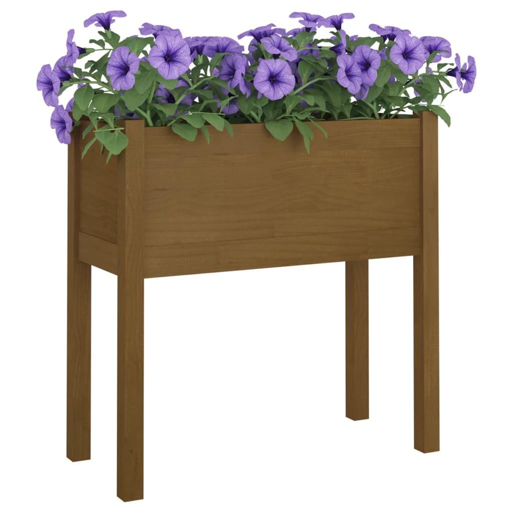 Garden flower box honey brown 70x31x70 cm solid pine