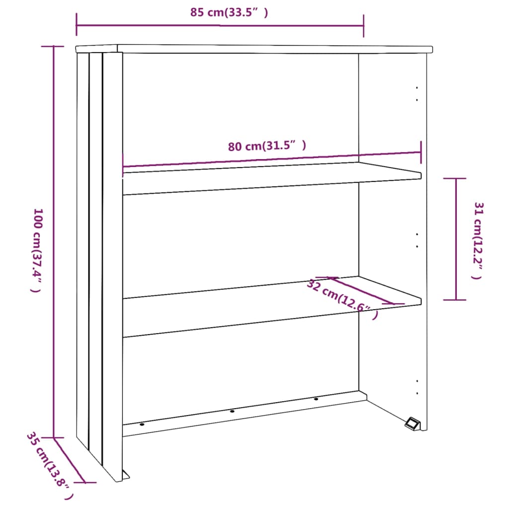 Yläkaappi HAMAR hunajanruskea 85x35x100 cm täysi mänty