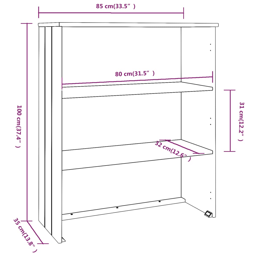 Yläkaappi HAMAR tummanharmaa 85x35x100 cm täysi mänty