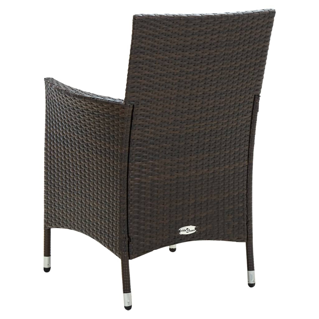 3-piece outdoor dining set poly rattan brown