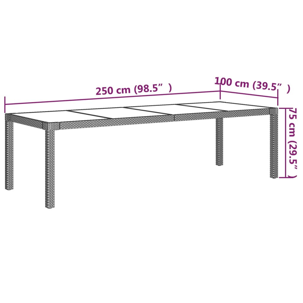 11-piece outdoor dining set with cushions, polyrattan, black