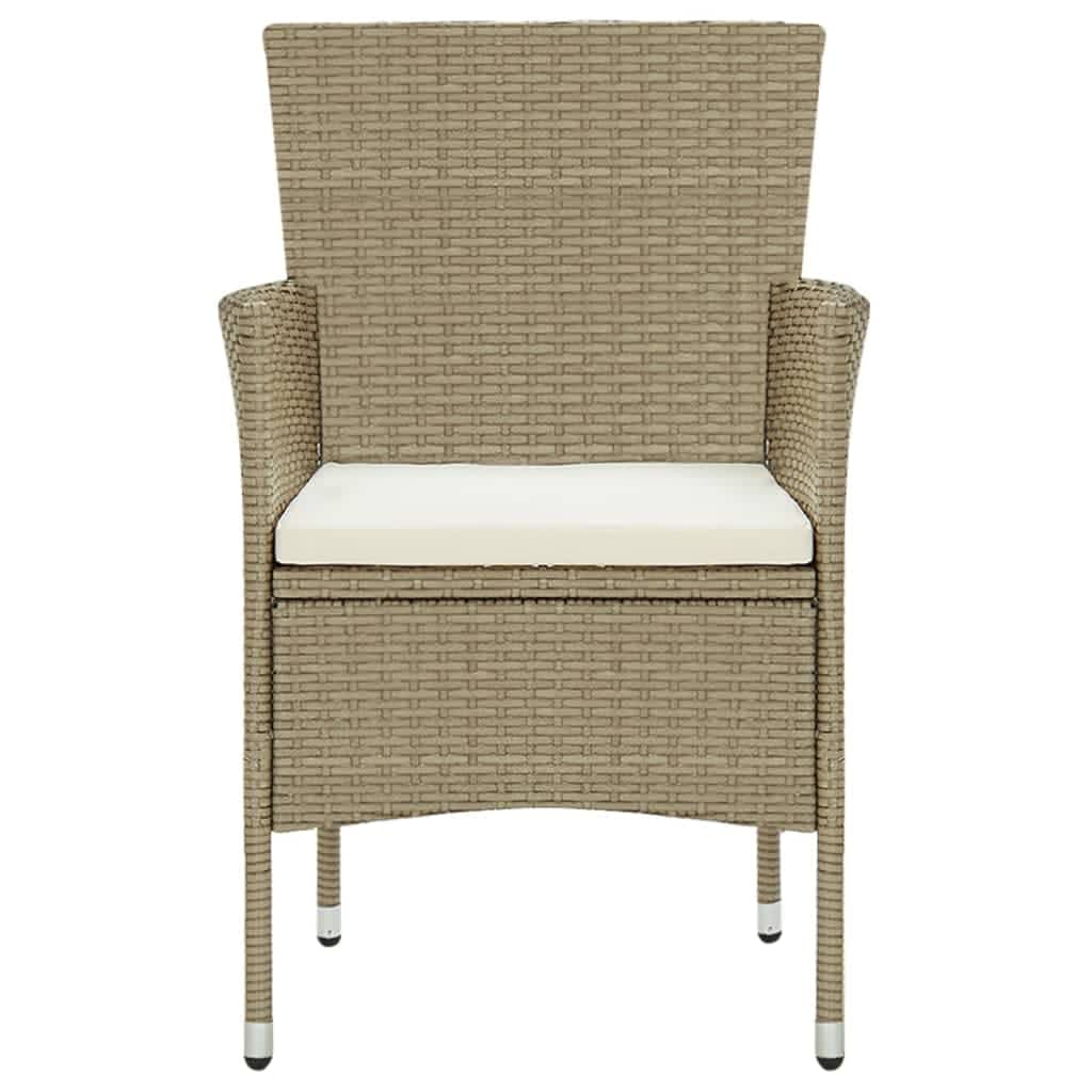 3-piece outdoor dining set with cushions poly rattan beige