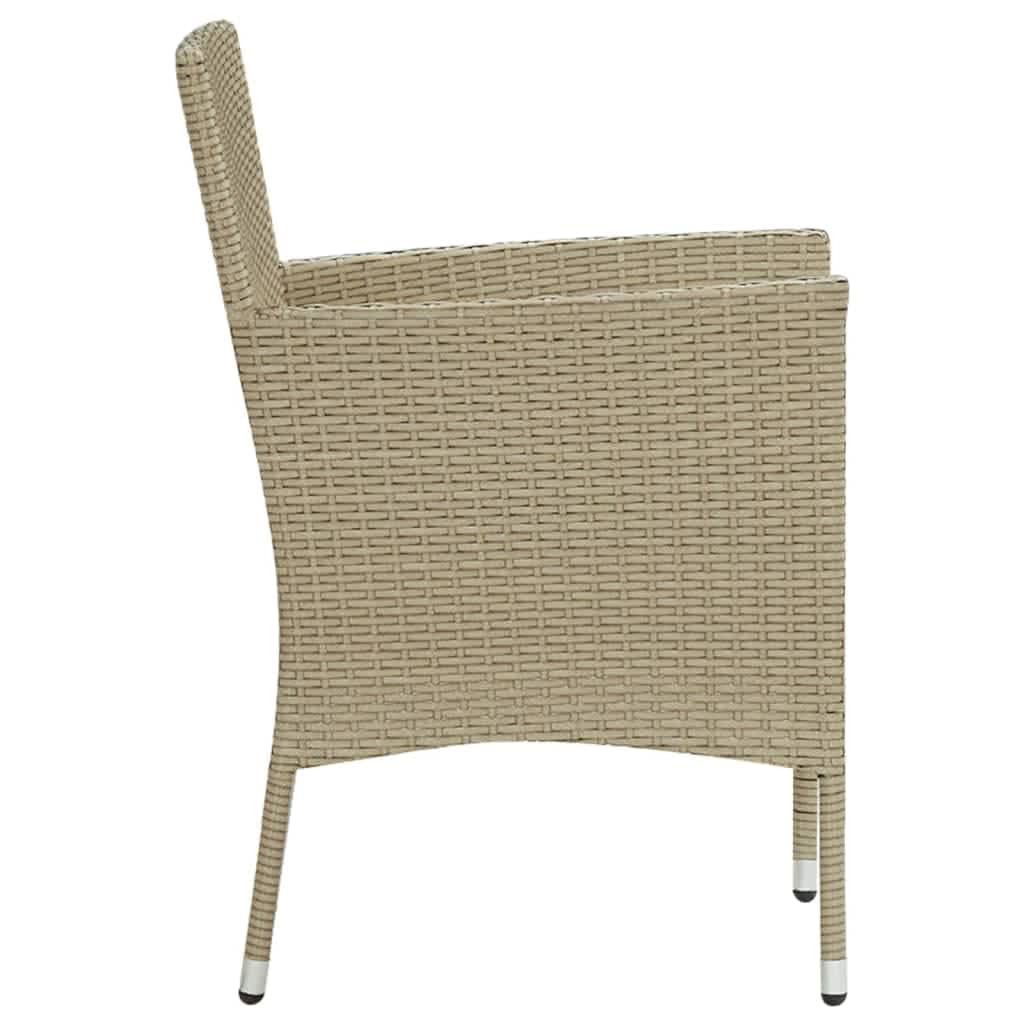 3-piece outdoor dining set with cushions poly rattan beige