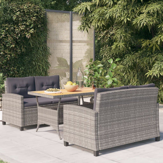 3-piece outdoor dining set with cushions, polyrattan