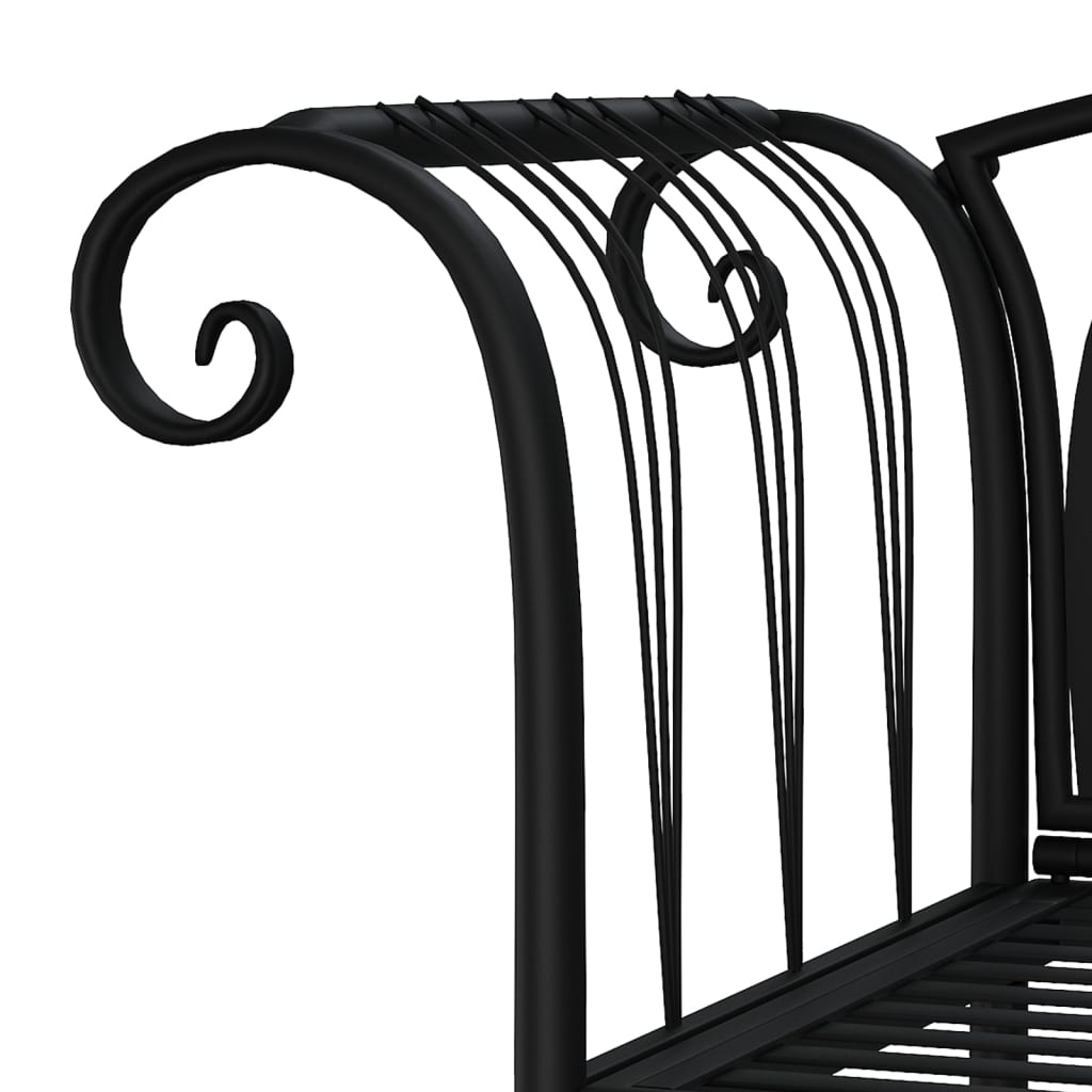 2-seater garden bench 128 cm black steel