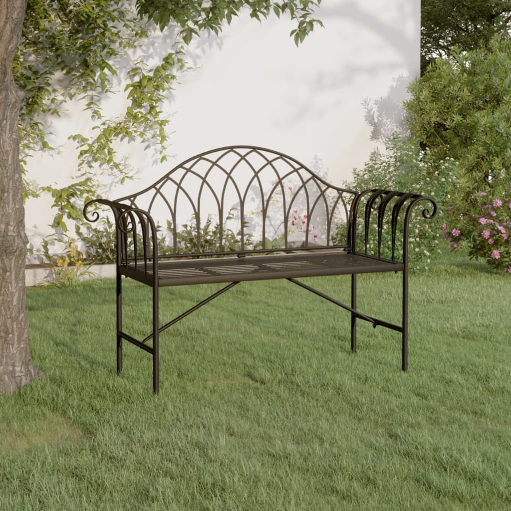 2-seater garden bench 128 cm black steel