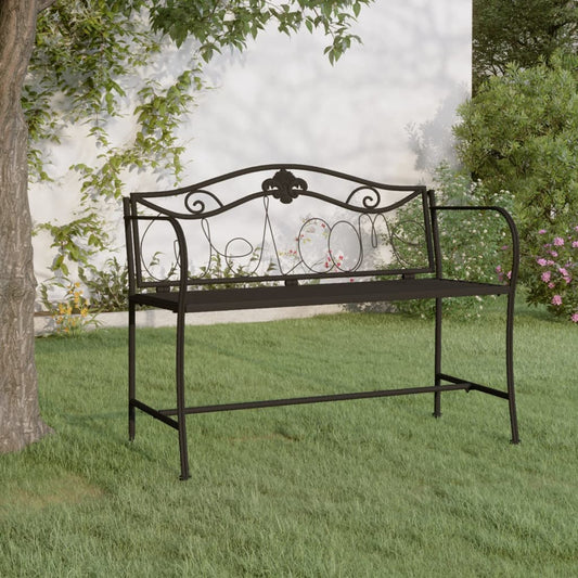 2-seater garden bench 104 cm black steel