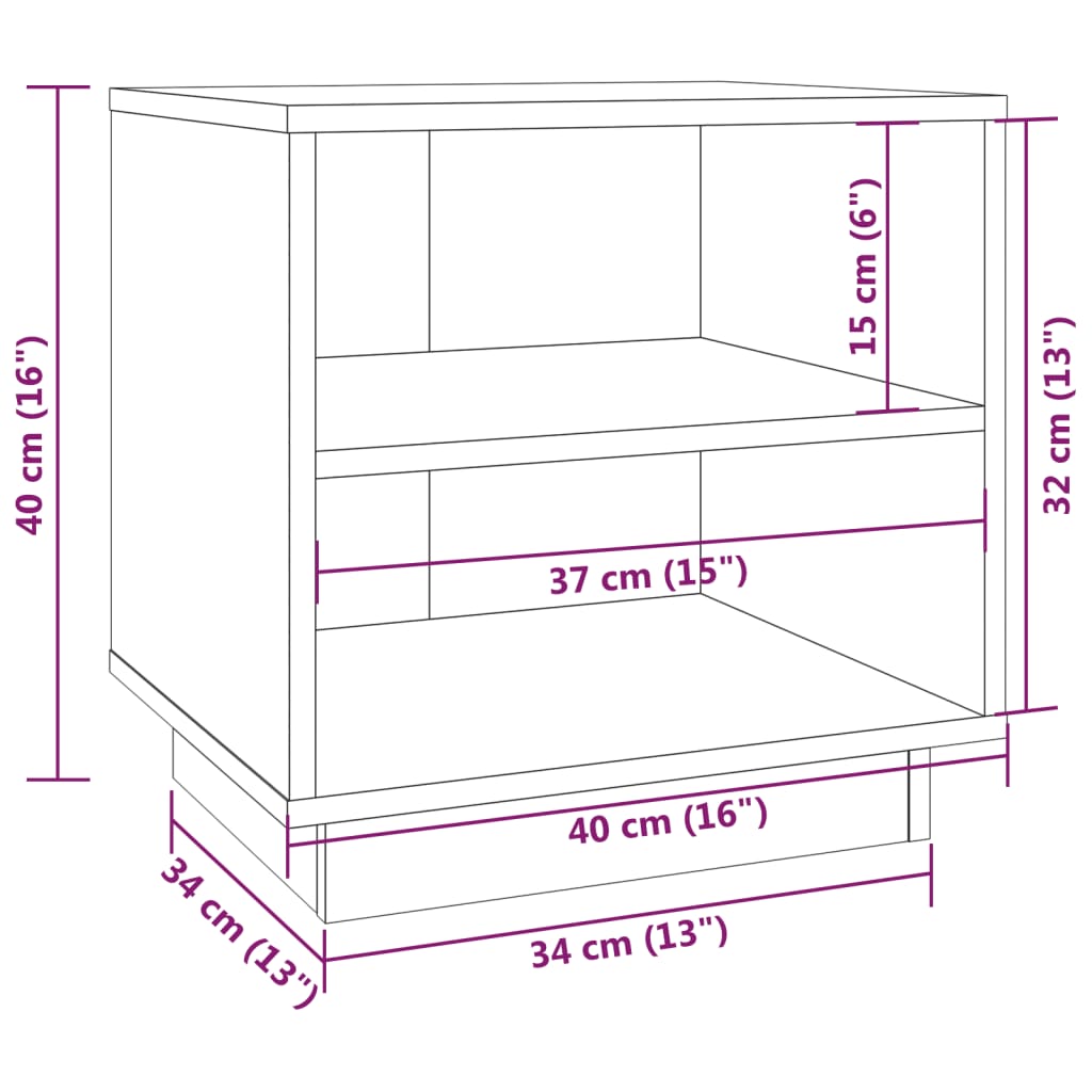 Yöpöydät 2 kpl harmaa 40x34x40 cm täysi mänty