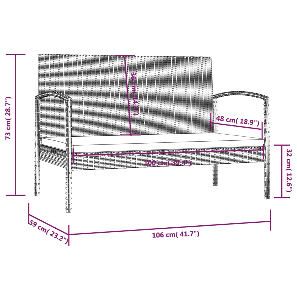 16-piece garden sofa set with cushions, polyrattan, black